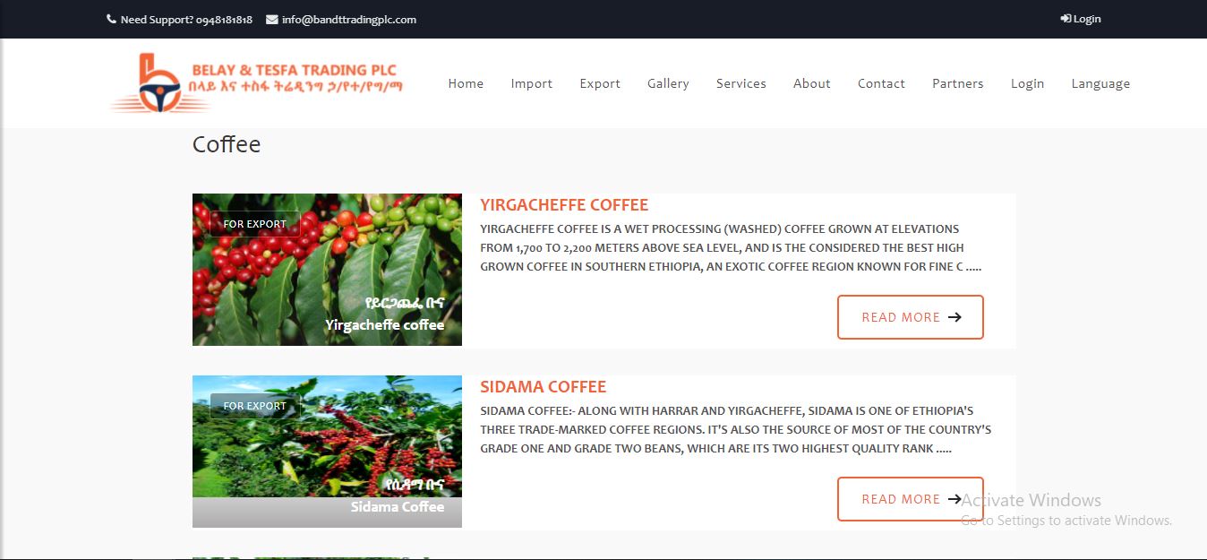 Belay and Tesfa Trading PLC Web Portal